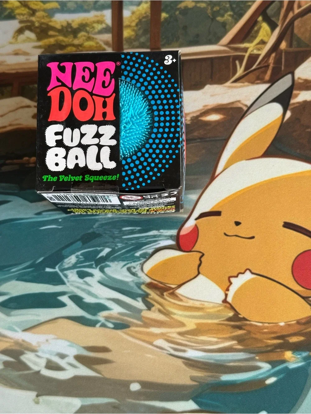 NeeDoh Fuzz Ball Blue Squish Sensory Fidget Toy Authentic by Schylling NWT New